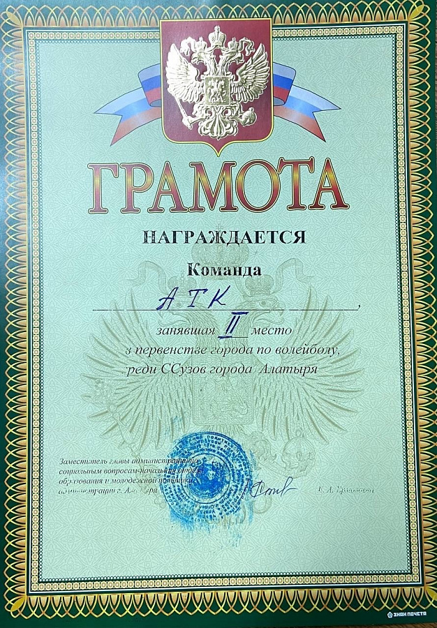  2 место среди ССУЗов по волейболу